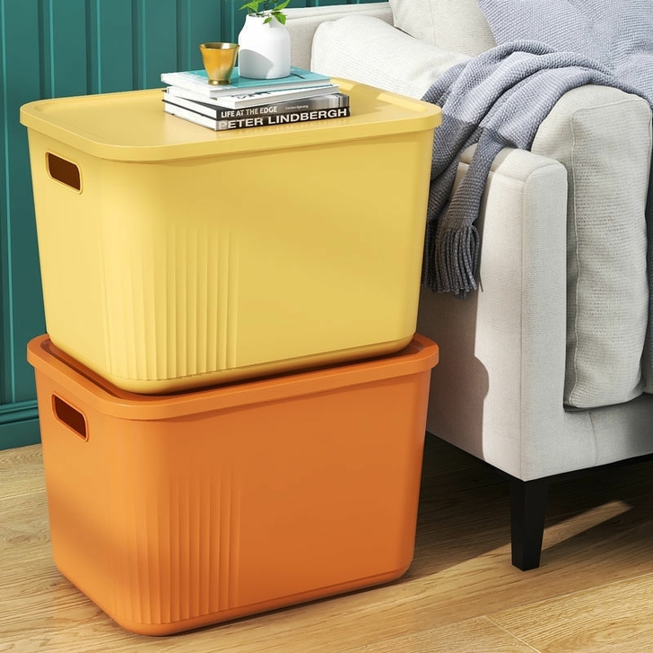 收纳盒杂物宿舍储物盒玩具衣物桌面塑料带盖卧...