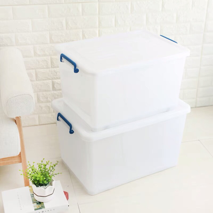 白色收纳箱 无盖  质量很厚实  箱底有轮...