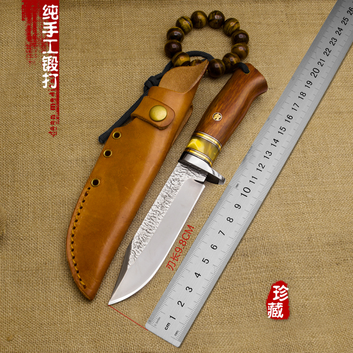 纯手工锻打战术高硬度户外刀直刀登山刀野外求...