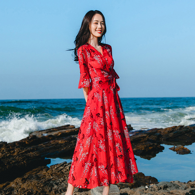 泰国海南三亚旅游海边度假沙滩裙女巴厘岛超仙...