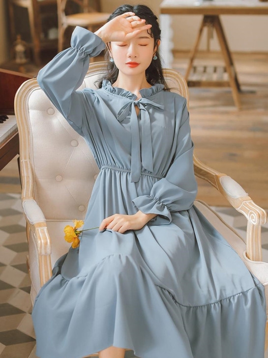 温柔风森系连衣裙，尺码l