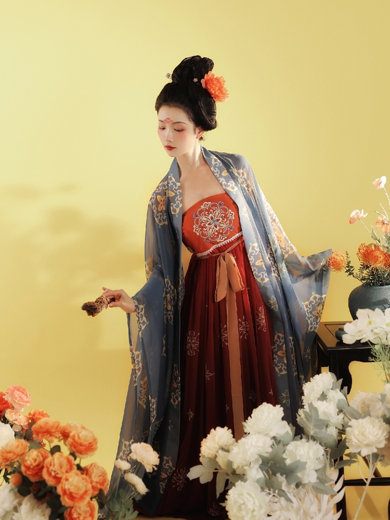 素羽华裳 风华绝代 原创唐制汉服女刺绣诃子...