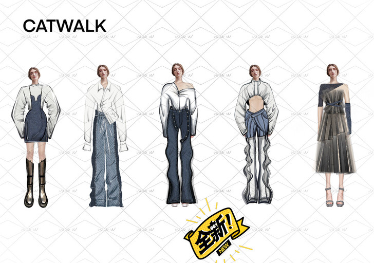 服装效果图，技术图