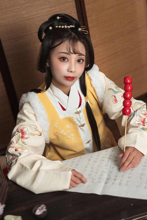 花神记 方领比甲 加绒姜黄色