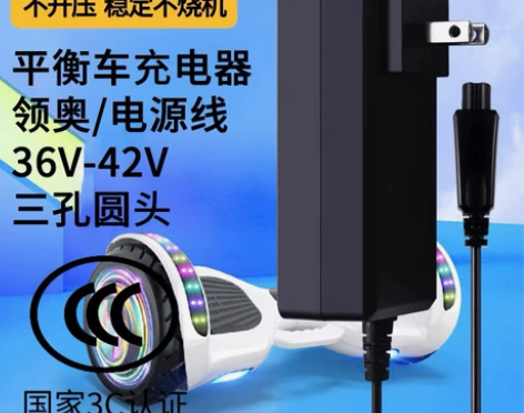 双轮平行车36V-42V电源适配器通用三孔...