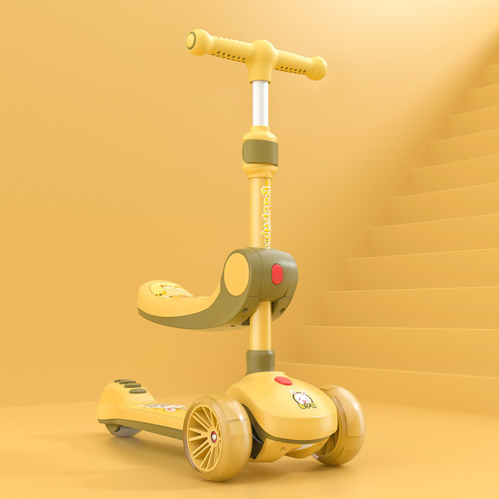 兔小贝儿童滑板车小孩踏板滑滑平衡三合一折叠...