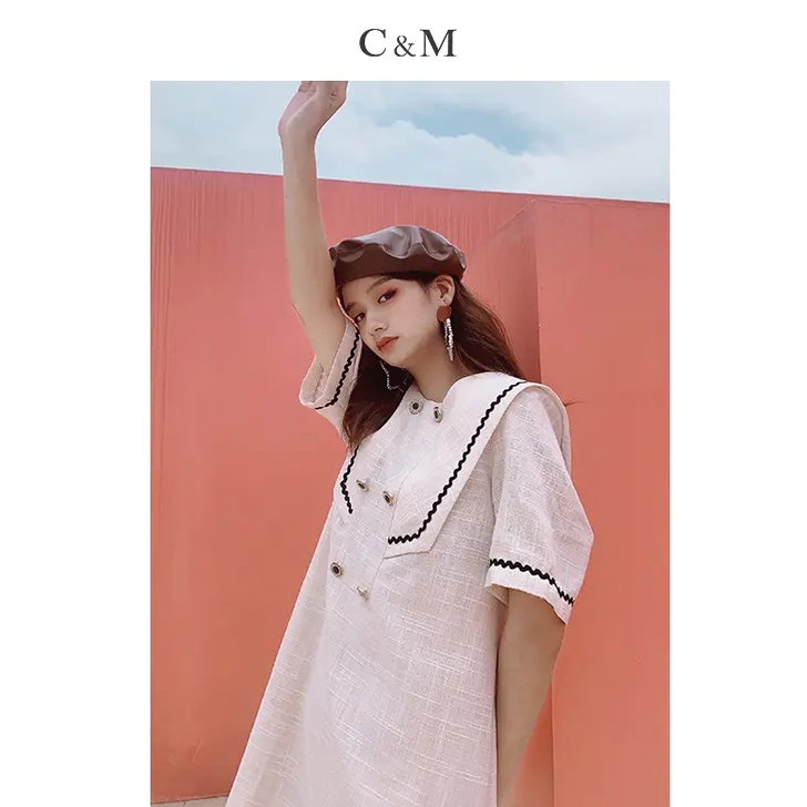 C##amp；amp；M早秋款米色连衣裙原...