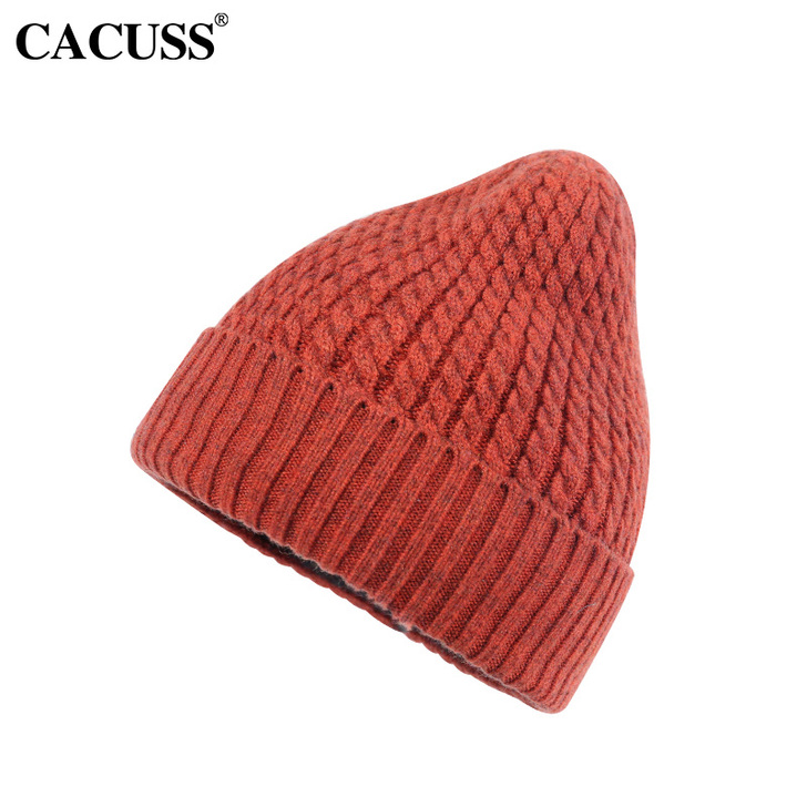 CACUSS秋冬新品针织帽子女包芯纱弹力加...
