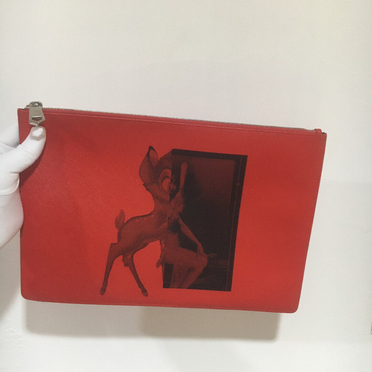 纪梵希红色小鹿手包纪梵希小鹿斑比手包红色限...