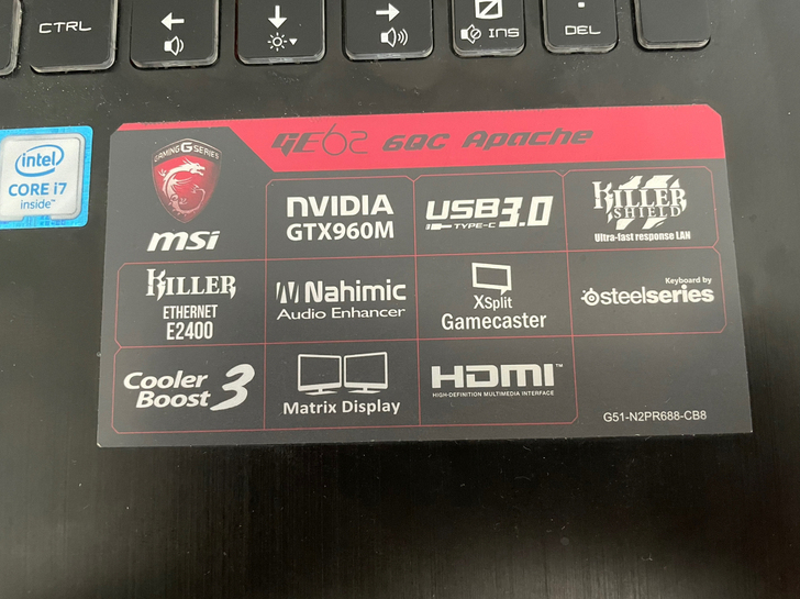 品牌型号 微星 GE62 6QC  i7-...