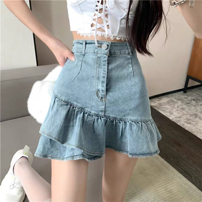 胖妹妹高腰显瘦鱼尾裙半身裙女夏季新款大码百...