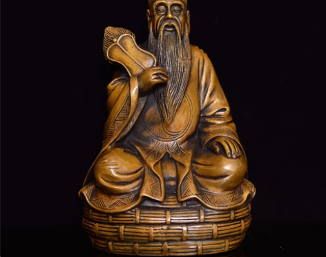 精炼黄铜雪花铜斑铜《老子造像》一尊,制作精...