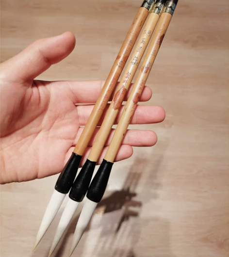 红湘妃竹杆三号玉兰蕊老毛笔，木斗牛角顶，出...