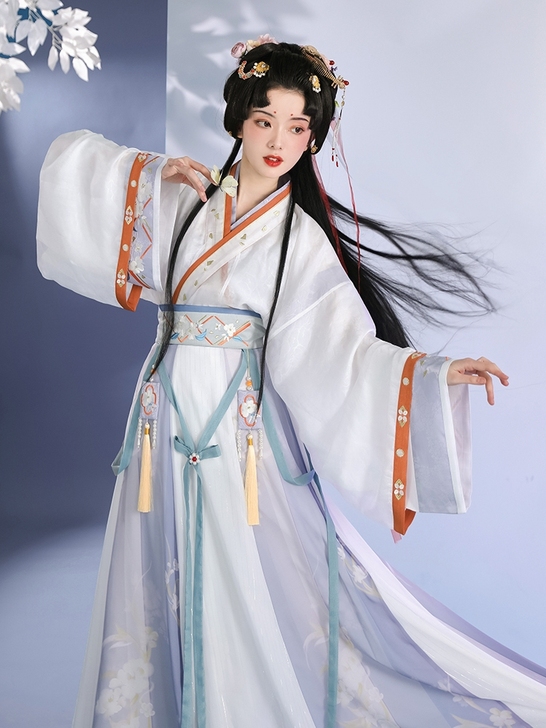 【流烟昔泠-白茶清欢】原创正品魏晋制交领宽...