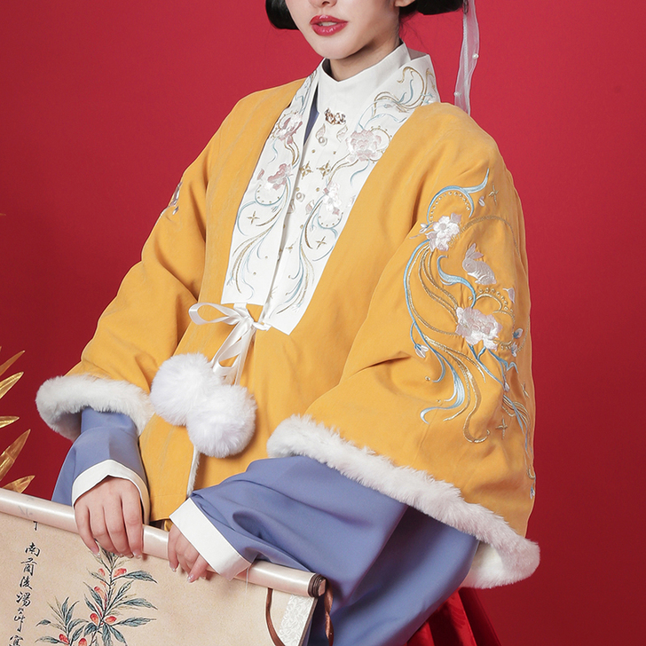 东月棠流云兔冬装汉服汉元素女袄子半袖明制过年