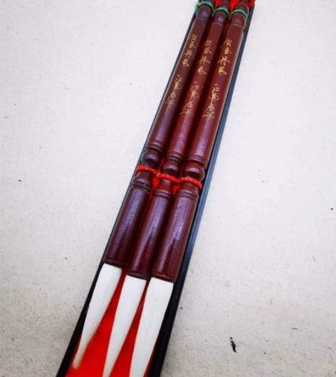 纯羊毫长锋一套三支,80年代纯羊毫老毛笔白...