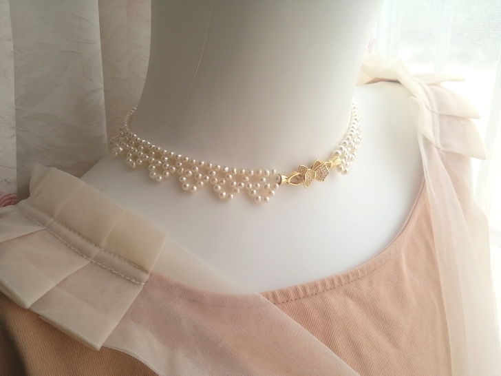 编织小珍珠蕾丝项链