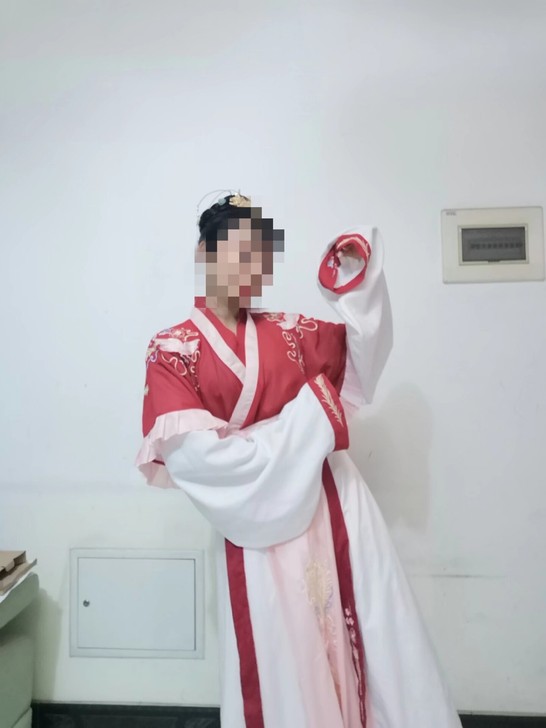 凤于牡丹 墨子研汉服女晋制交领半袖齐腰襦裙...