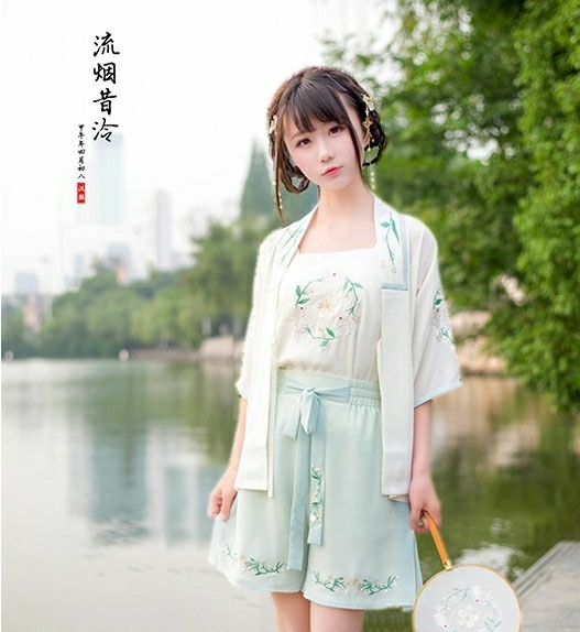 清秋兔汉元素汉服女新款改良襦裙古装半臂吊带...