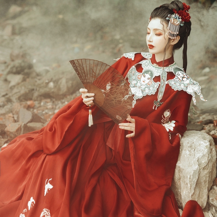 【戏辞】司南阁原创汉服明脸谱云肩