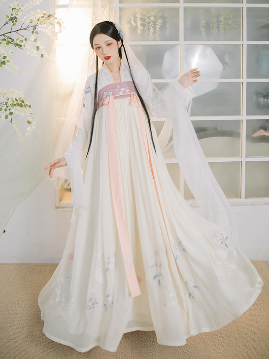韶华倾 墨子研原创汉服女齐胸齐腰襦裙重工刺...