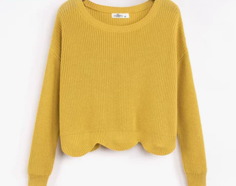 诗曼朵2017春季薄款宽松毛衣下摆波浪百搭...