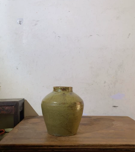 民俗粗陶，花器，黄绿釉，影视道具，园林庭院...