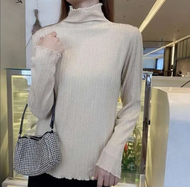 羊绒打底衫  稻草衫  杏色