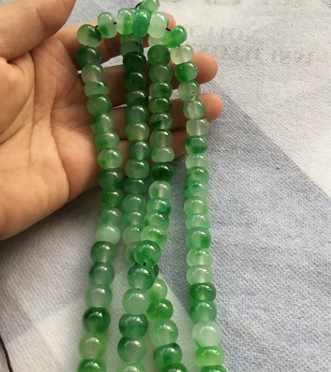 古玩收藏品 老翡翠算盘珠子108颗佛珠一串...