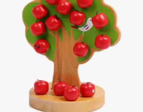 儿童过家家玩具磁性苹果树宝宝木制果果益智玩...
