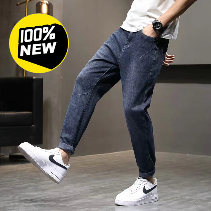 复古牛仔裤男士2021港风宽松直筒哈伦裤潮...