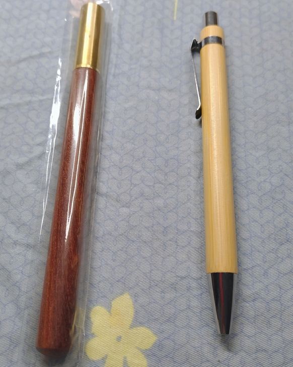 文玩花梨木笔+玉竹笔,可盘完,可换笔芯,全...