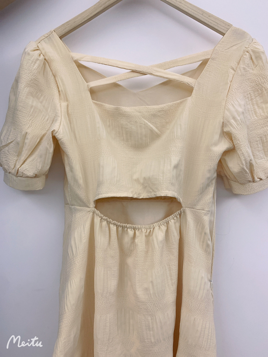 连衣裙女奶黄色时尚显瘦连衣裙女中长款夏季新...