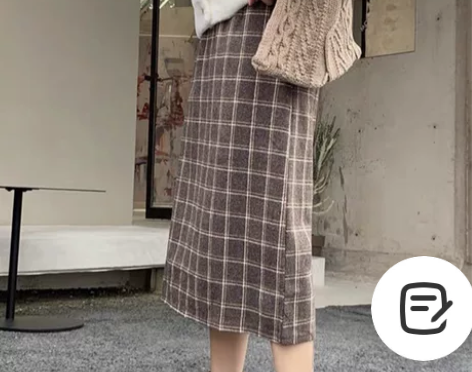 秋冬季新款毛呢格子半身裙女大码胖mm宽松显...