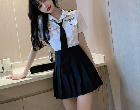 百褶裙短裙jk空姐制服女海军风职业套装夜总...
