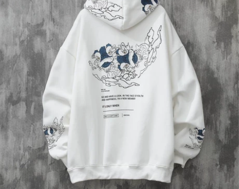 中国风醒狮印花连帽卫衣男2022春秋新款潮...