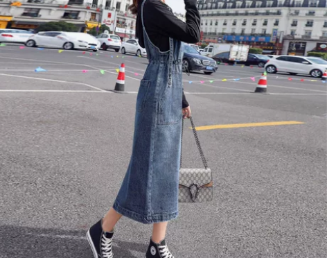 背带裙 背带连衣裙牛仔女夏季2022新款梨...