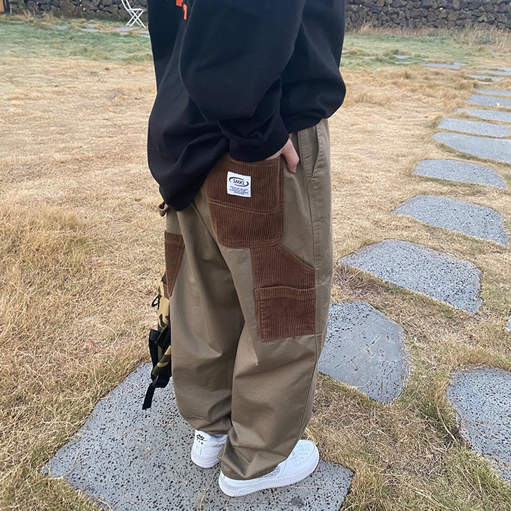 MMBBT 日系纯色街头工装裤男女春秋宽松...