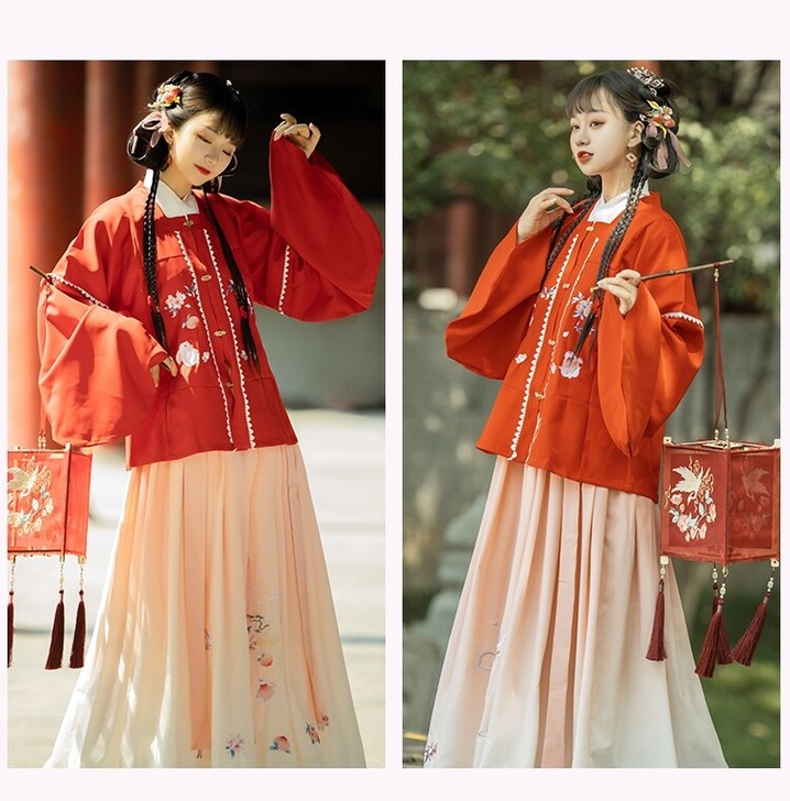 茗月萱【玉兔蟠桃】原创汉服女方领补服刺绣一...