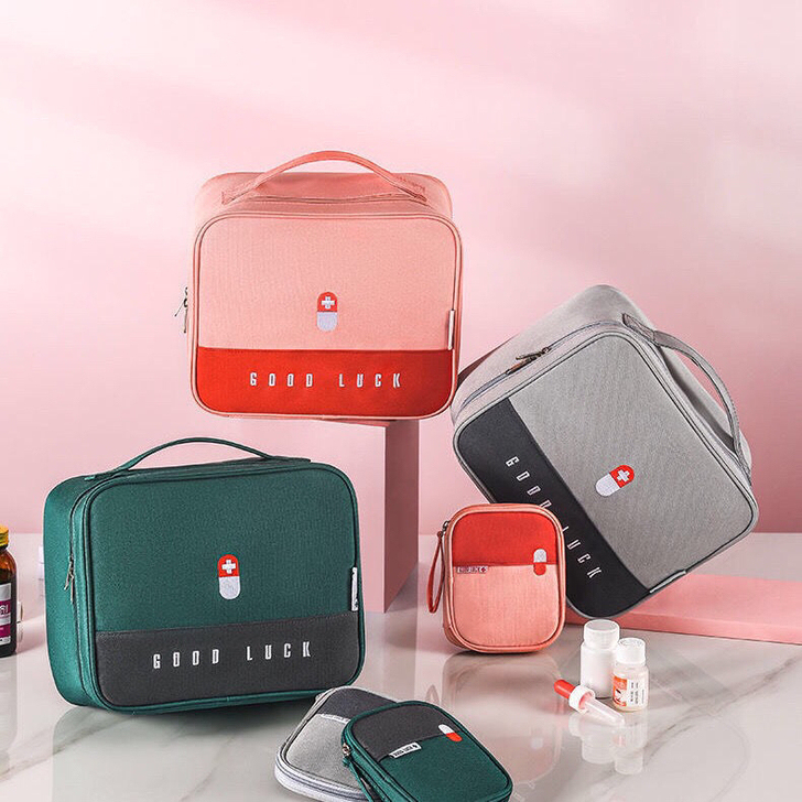 户外旅行便携医药包大容量手提药品家用布艺急...