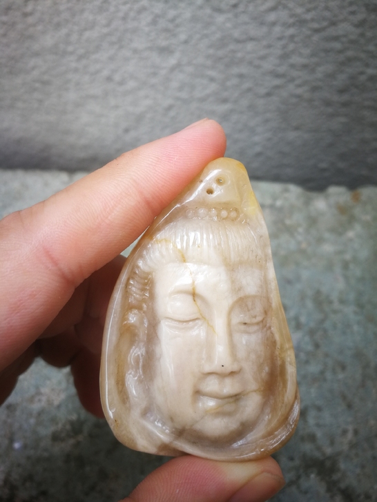 玉雕观音像吊坠挂件手把件