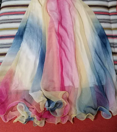 百搭松紧腰彩虹半裙大摆裙中长裙 入手渠道:...