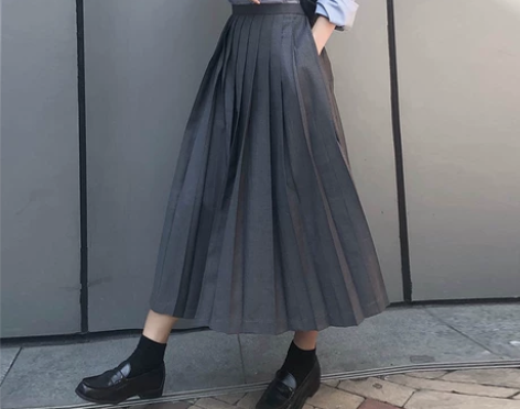 百褶大摆裙a字伞裙长裙22春夏高腰高温压褶...