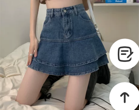 夏季2022年新款荷叶边牛仔A字半身裙女装...