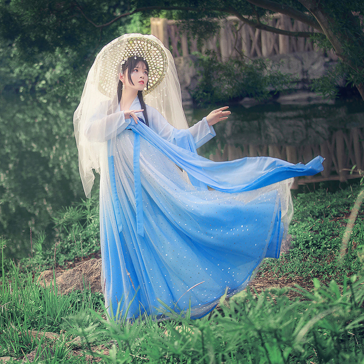 千韵岗原创汉服 星空系列 辰莲鱼梦 两片式...