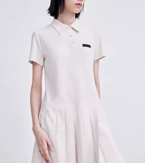 UR2022春夏新品女装潮流百褶紧身pol...