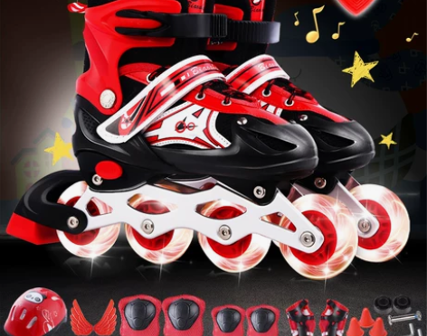 旱冰鞋 溜冰鞋儿童全套装男女成人轮滑鞋初学...