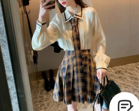 学院风减龄两件套装裙女闺蜜姐妹欧洲站休闲时...