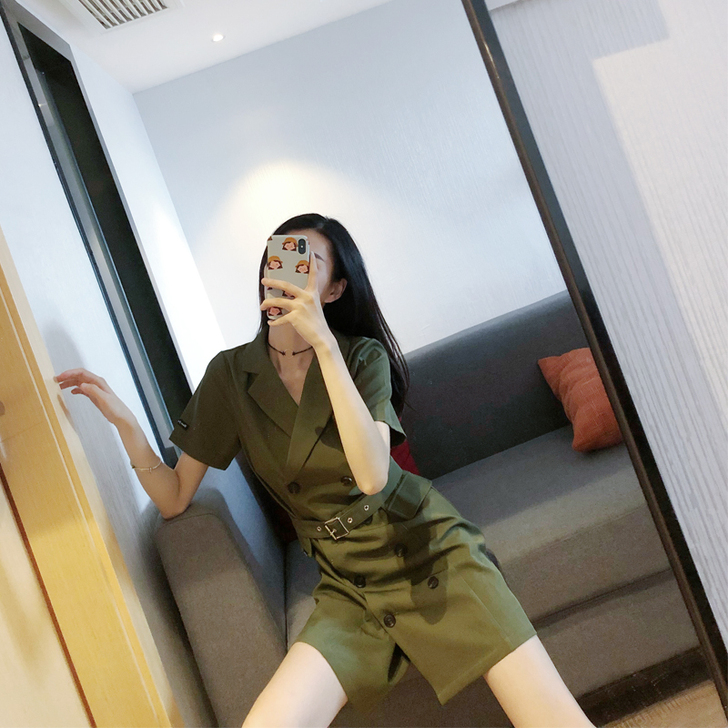 小西装连衣裙工装风双排扣显瘦工装裙女港风复...