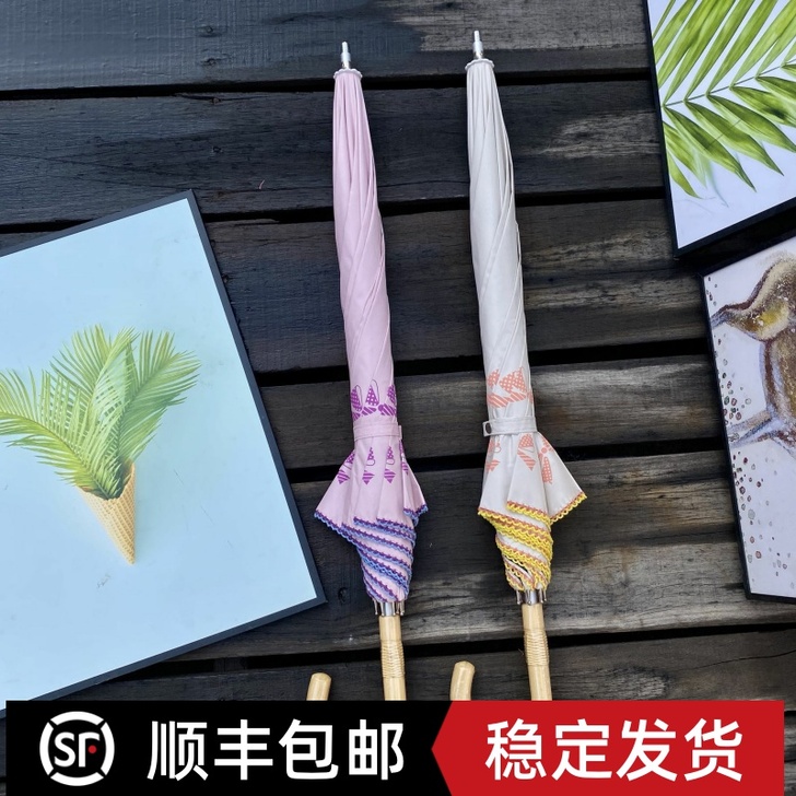 出日本粉色系少女心木柄考克花边蝴蝶结小清新...